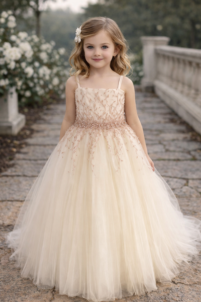 Girls’ Sparkling Tulle Ball Gown – Elegant Dress for Communion & Special Events