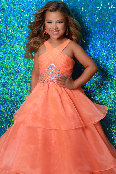 2Cute Kate Parker Girls Pageant Dress | Orange & Turquoise Gown