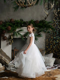 Felecia White Layered Lace Gown – Communion & Flower Girl Dress
