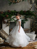 Felecia White Layered Lace Gown – Communion & Flower Girl Dress