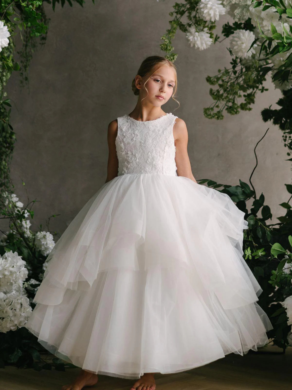 Girls Special Occasion First Communion Lace Tulle Dress - Teter Warm