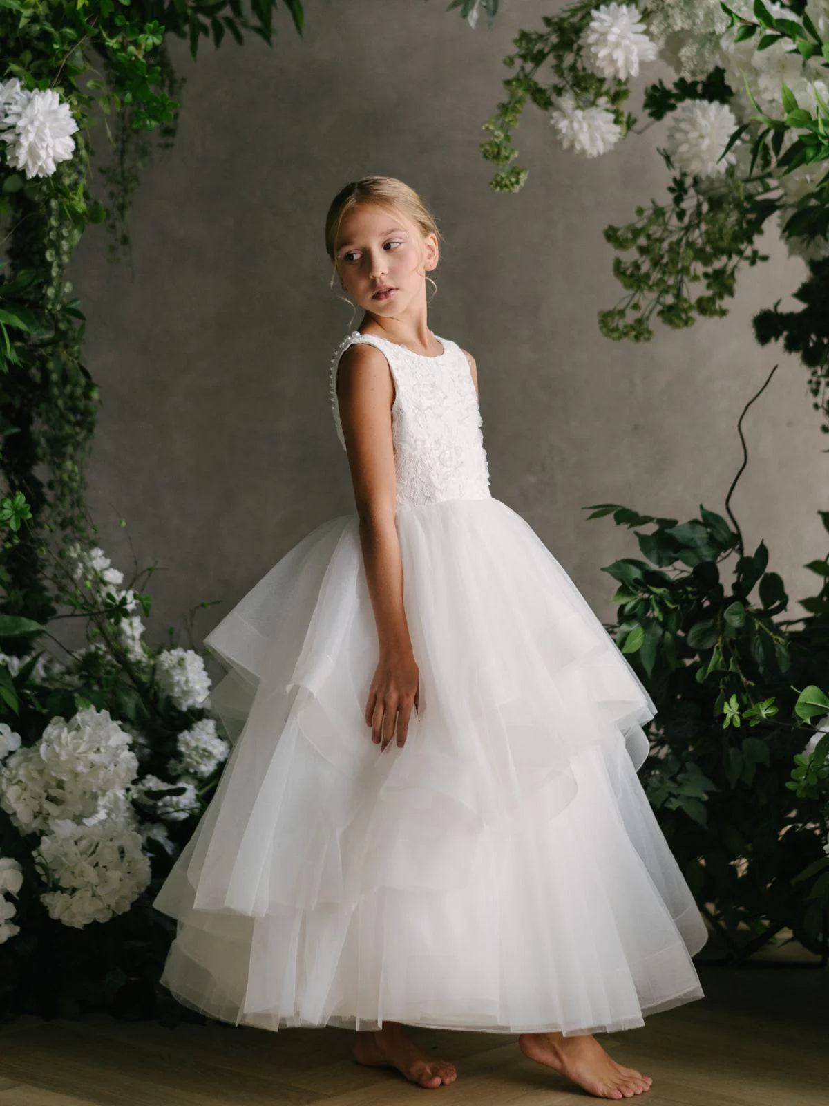 Girls Special Occasion First Communion Lace Tulle Dress - Teter Warm