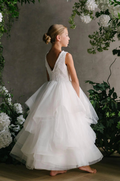Girls Special Occasion First Communion Lace Tulle Dress - Teter Warm