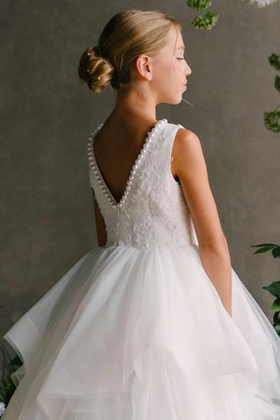 Girls Special Occasion First Communion Lace Tulle Dress - Teter Warm