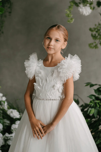 Girls Lace Tulle Off White Communion Dress By Teter Warm