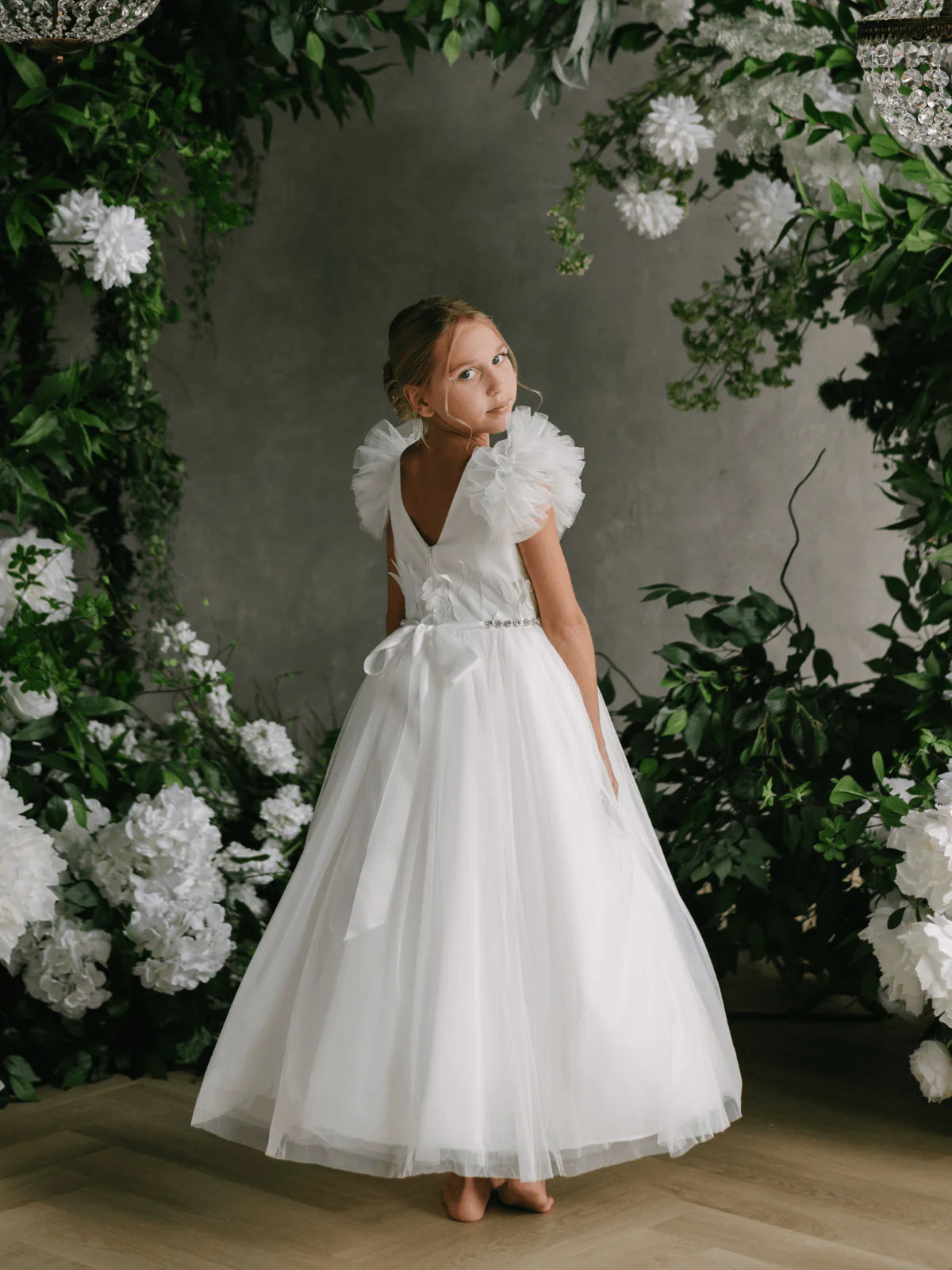 Girls Lace Tulle Off White Communion Dress By Teter Warm