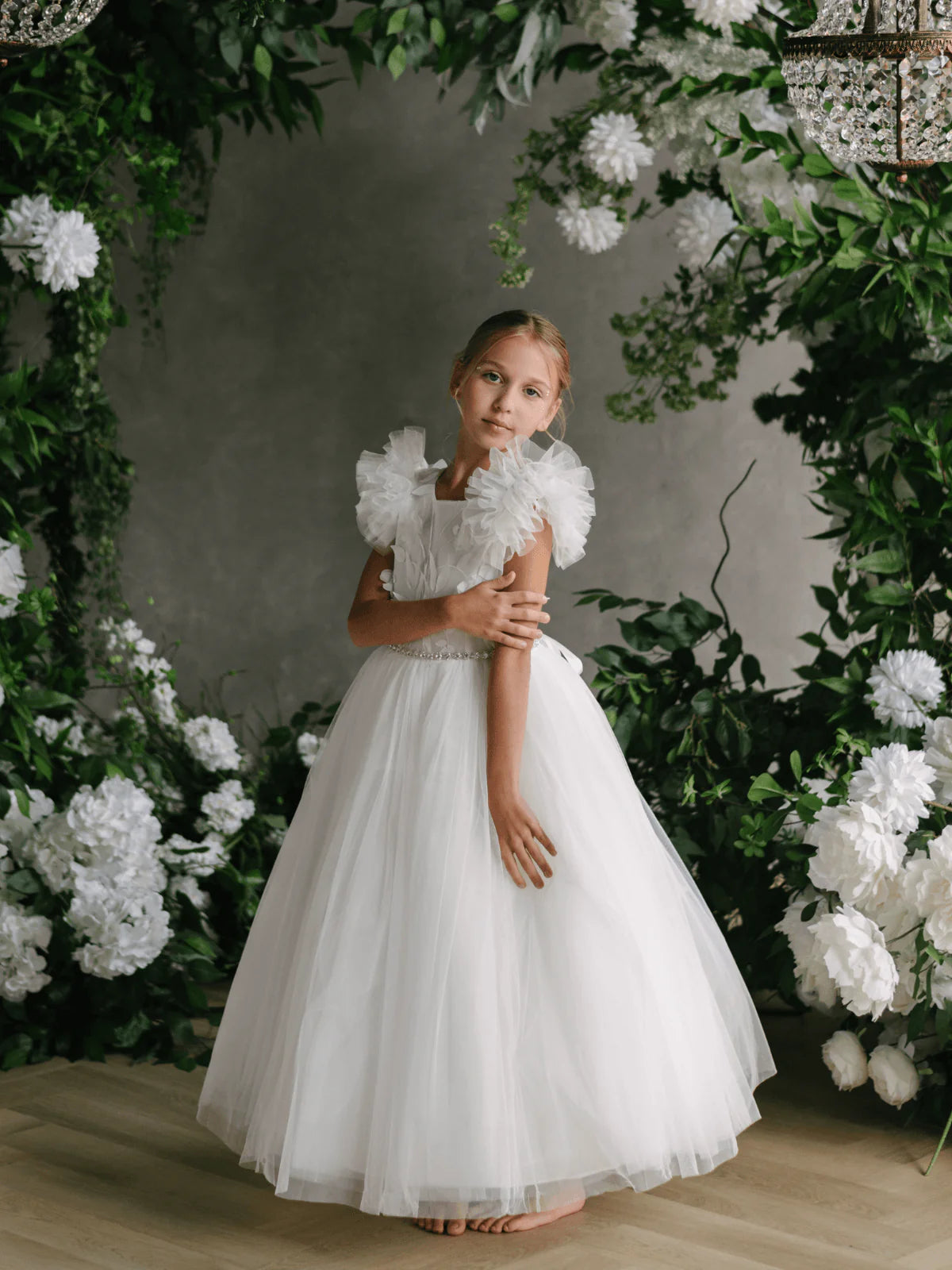 Girls Lace Tulle Off White Communion Dress By Teter Warm