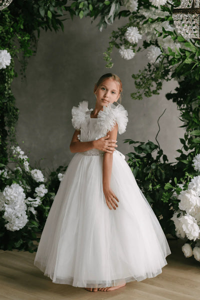 Girls Lace Tulle Off White Communion Dress By Teter Warm
