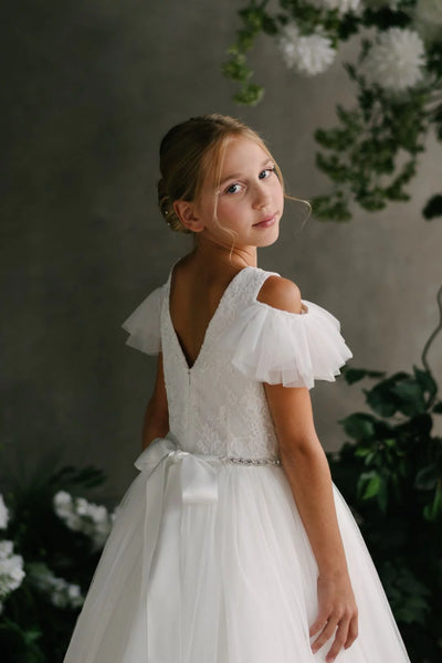 Teter Warm Girls Couture Tulle Lace Wedding Flower Girl Communion Dress