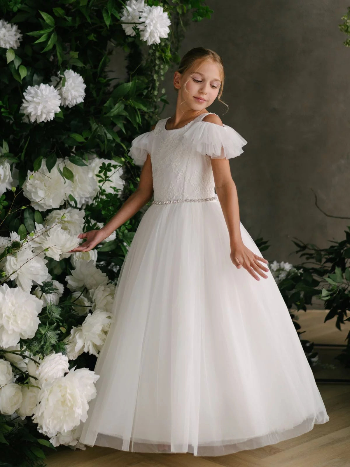 Teter Warm Girls Couture Tulle Lace Wedding Flower Girl Communion Dress