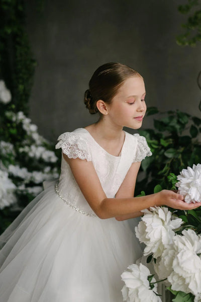 Julianna Lace Tulle Dress – Communion & Flower Girl Gown