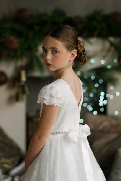 Alina White Lace Dress – Communion & Flower Girl Gown