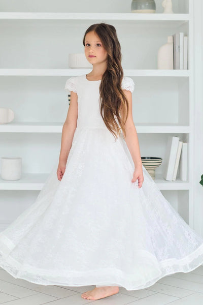 Alina White Lace Dress – Communion & Flower Girl Gown