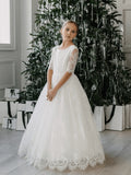 Girls First Communion Special Occasion Lace Tulle Dress - Teter Warm