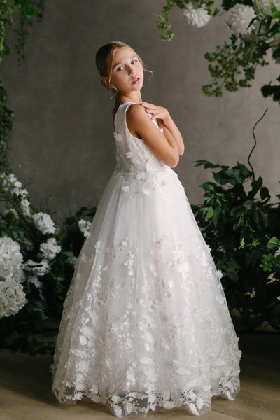 Off White Communion Flower Girl Special Occasion Dress - Teter Warm