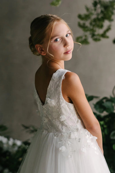 Off White Communion Flower Girl Special Occasion Dress - Teter Warm