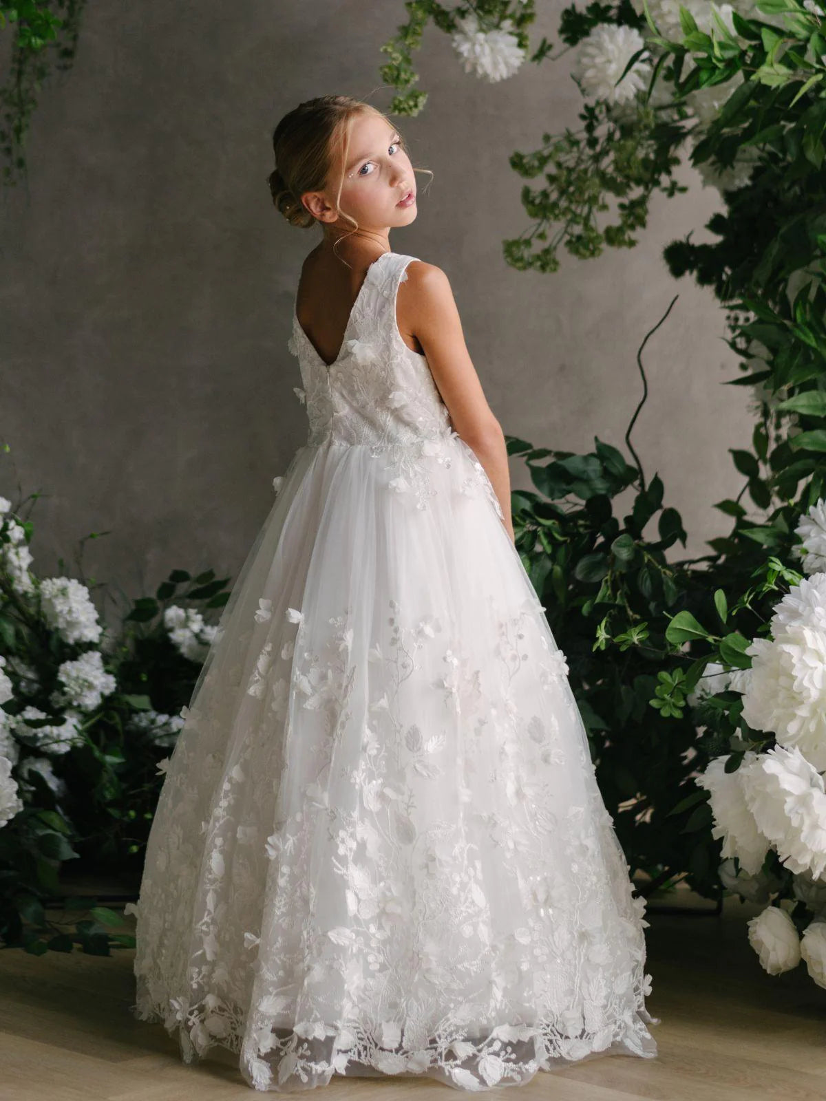 Off White Communion Flower Girl Special Occasion Dress - Teter Warm
