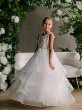 Isla White Lace Tiered Gown – Communion & Flower Girl Dress