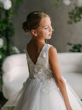 Isla White Lace Tiered Gown – Communion & Flower Girl Dress