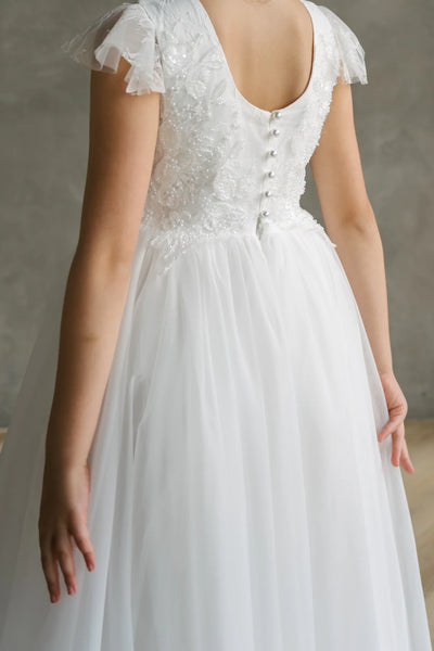 Adelise Grace Teter Warm Communion Dress | Lace & Tulle