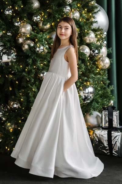 Teter Warm Couture Pearl Back Communion Dress for Girls