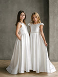 Teter Warm Couture Satin Communion Dress with Beaded Waist