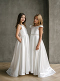 Teter Warm Couture Satin Communion Dress with Beaded Waist