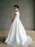Teter Warm Couture Satin Communion Dress with Beaded Waist