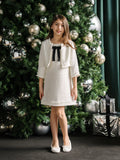 Margaux Teter Warm Girls Ivory Tweed Party Dress