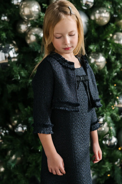 Colette Teter Warm Girls Navy Tweed Party Dress