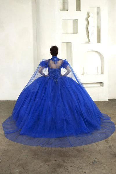 Zafira Rose Quinceañera Gown – Sparkle Tulle with Cape Train