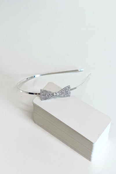 Silver Rhinestone Bow Headband for Girls