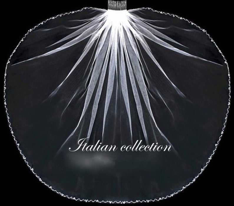 Italian Veil With Pearl Crystal Edge