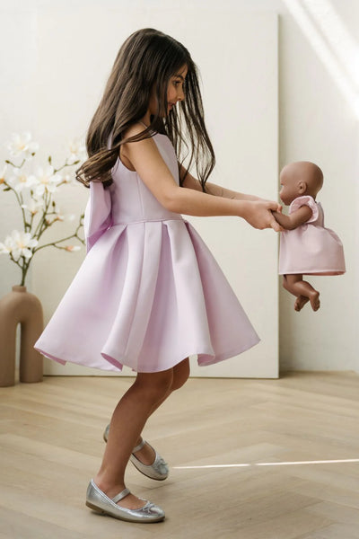 Calliope Lilac Bow Back Girls Party Dress | Teter Warm
