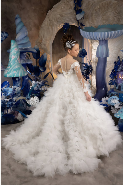 Amalfi Couture Gown - Custom Feathered Luxury Dress for Girls