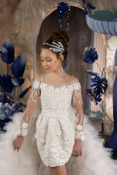 Amalfi Couture Gown - Custom Feathered Luxury Dress for Girls
