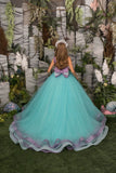 Sparkle in Style: The Lydia Couture Girls Tulle Glitter Pageant Gown