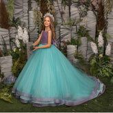 Sparkle in Style: The Lydia Couture Girls Tulle Glitter Pageant Gown