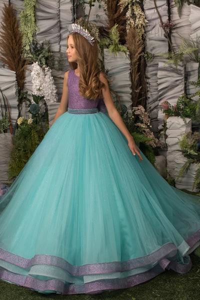 Sparkle in Style: The Lydia Couture Girls Tulle Glitter Pageant Gown