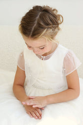 Girls Organza Pearls Communion Flower Girl Wedding Special Occasion Bolero