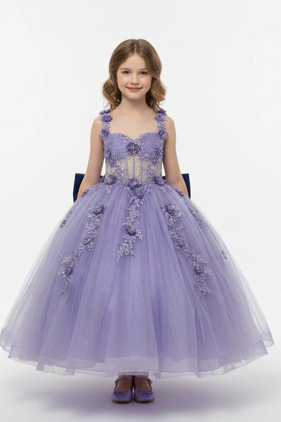 Amaris Glitter Princess Dress – Girls Fuchsia Ball Gown