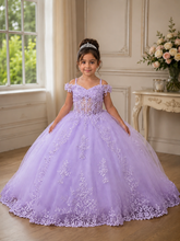 Girls Pageant Flower Girl Sparkly Tulle Ball Gown