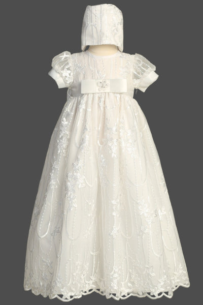 Rhea Baby Girl Baptismal Lace Gown | Blush Kids