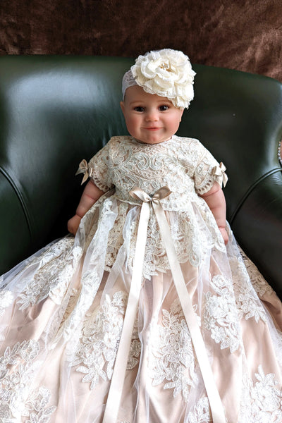 Eliana Satin Tulle Christening Gown | Blush Kids