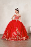 Arabella Royale Quinceañera Dress – Gold Embroidery Ball Gown