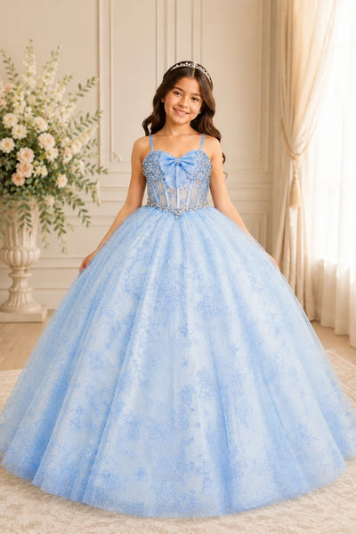 Girls Pageant Ball Gown with Bow | Princess Collection