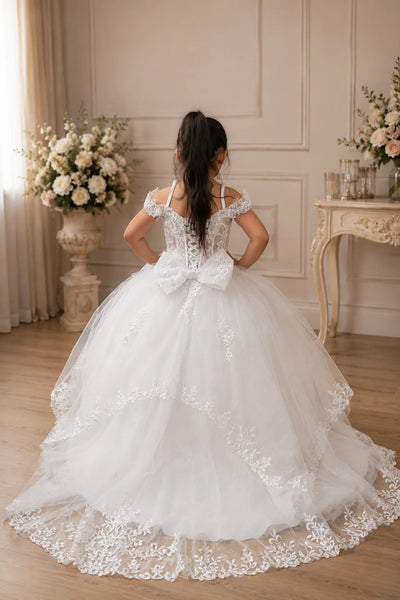 Girls Pageant Flower Girl Sparkly Tulle Ball Gown