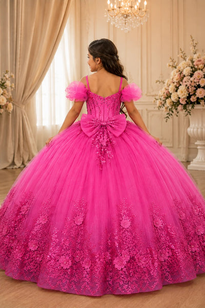 Girls Pageant Ball Gown with Floral Lace | Princess Collection