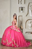 Bellarose Royale Quinceañera Gown – Fuchsia, Navy & Black with Gold Embroidery