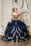 Bellarose Royale Quinceañera Gown – Fuchsia, Navy & Black with Gold Embroidery